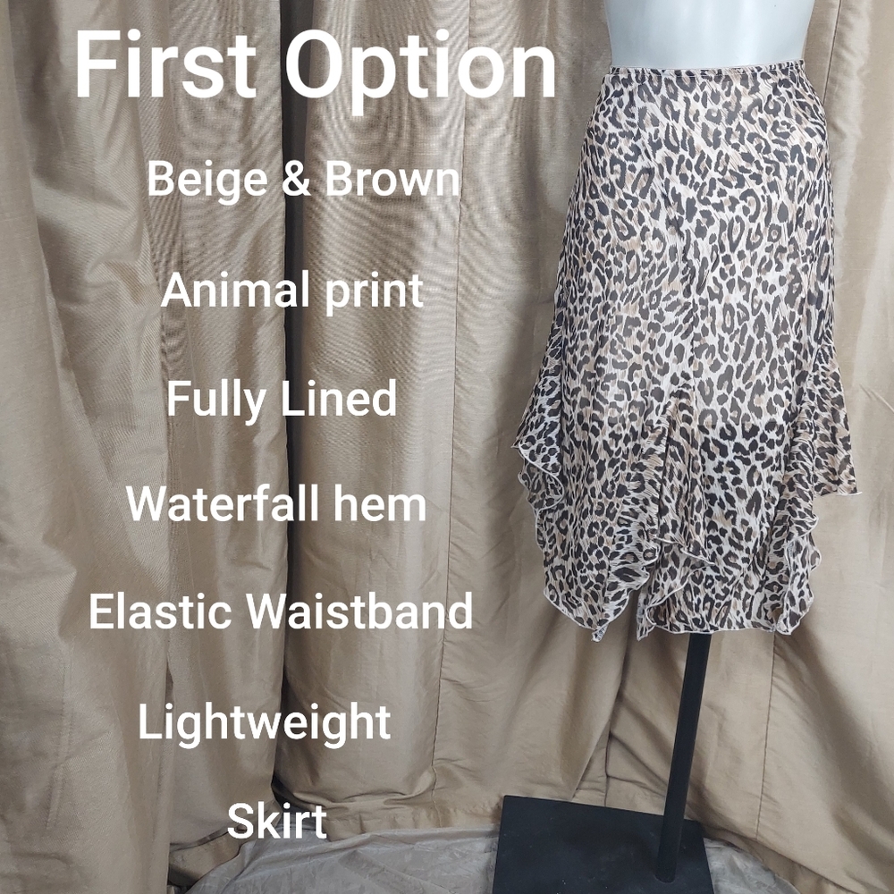 First Option beige Animal print waterfall hem skirt size L